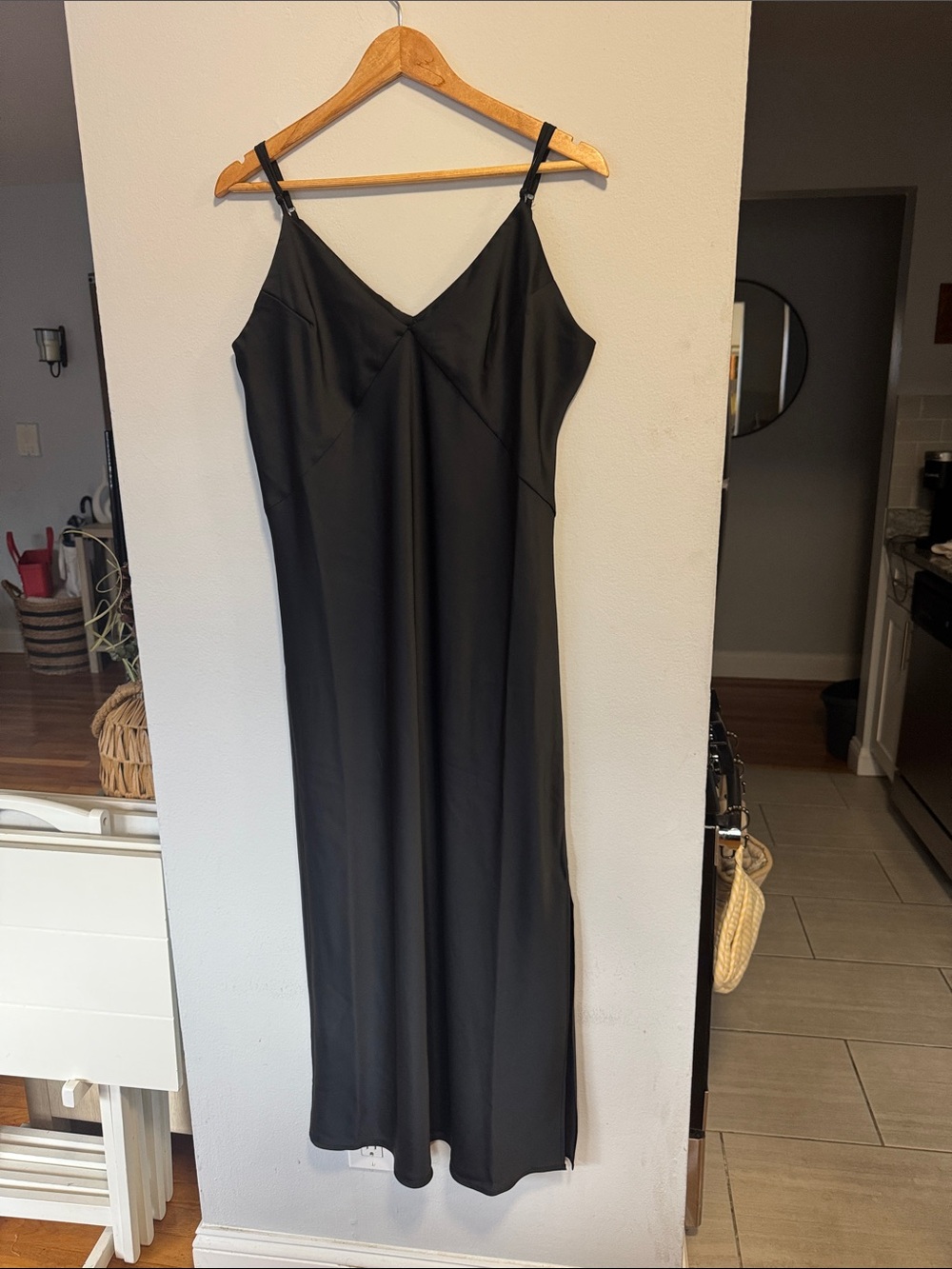 a new day Black Maxi Slip Dress with Adjustable Straps
